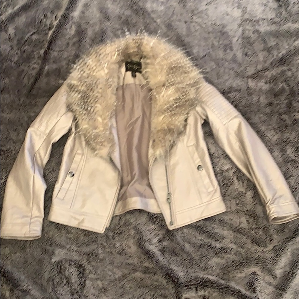 Faux leather jacket with fur